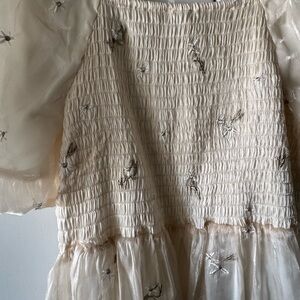 Elegant Cream Puff Sleeve Dress